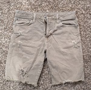 American Eagle Distressed Khaki Cutoff Jean Shorts US 30